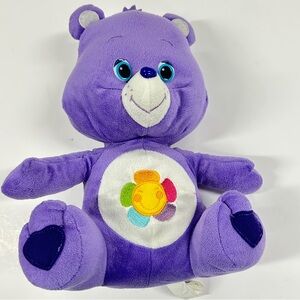 17" Care Bear Plush Purple Harmony Bear Multi-Color Petal Flower
